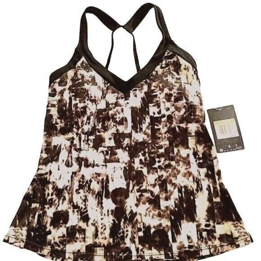Nike V-Neck Tankini Swim Top Size Small Black White NWT